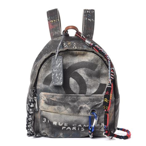 Chanel graffiti printed backpack